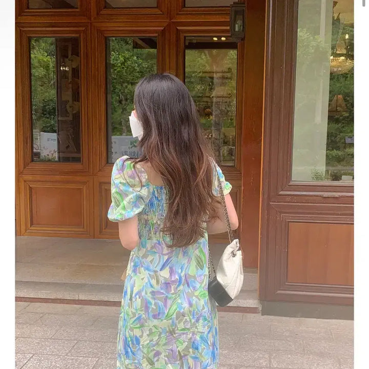 [BUNJANG] Amuse Muse Flower Puff Smocking Long Dress / 1회착용) 어뮤즈소울 플라워 퍼프 스모킹 롱 원피스 10만원에 구매
