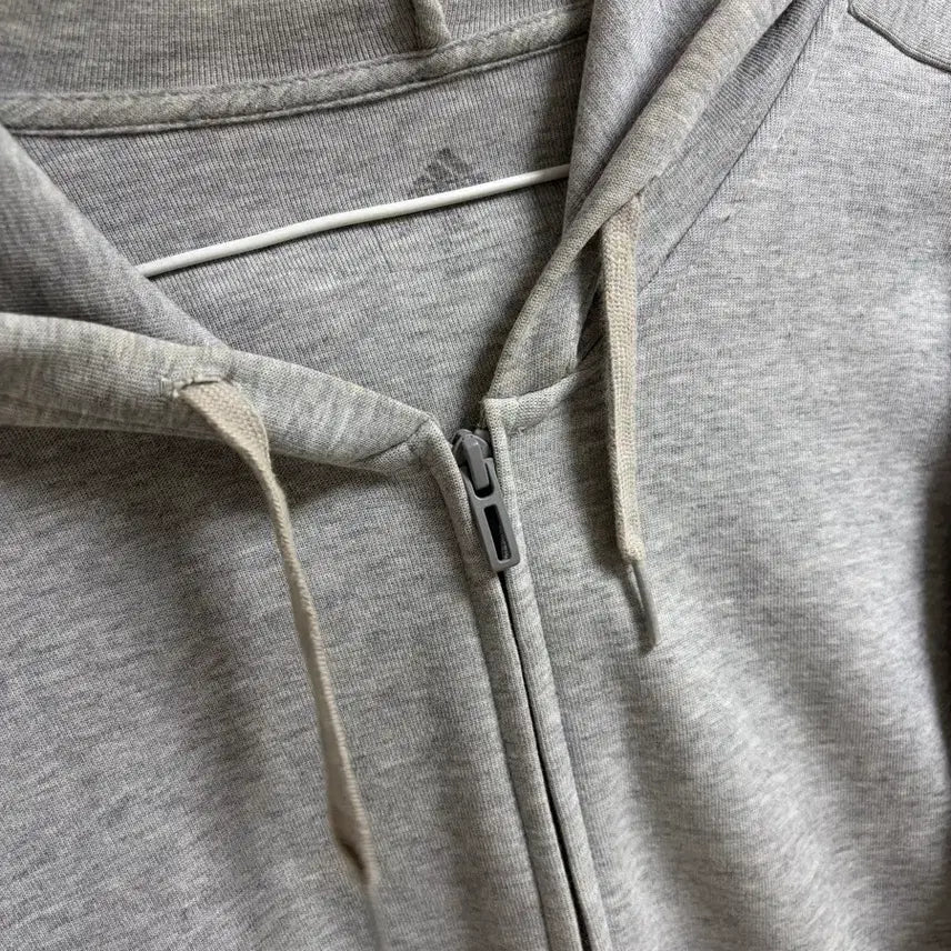[BUNJANG] Adidas Three-Stripes Fleece Full-Zip Hoodie Grey / 아디다스 삼선 후드집업 그레이