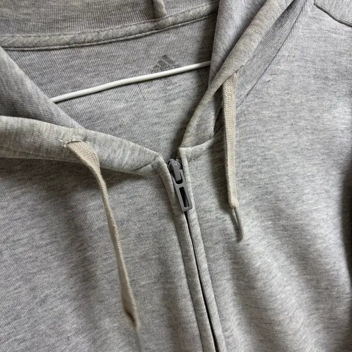 [BUNJANG] Adidas Three-Stripes Fleece Full-Zip Hoodie Grey / 아디다스 삼선 후드집업 그레이