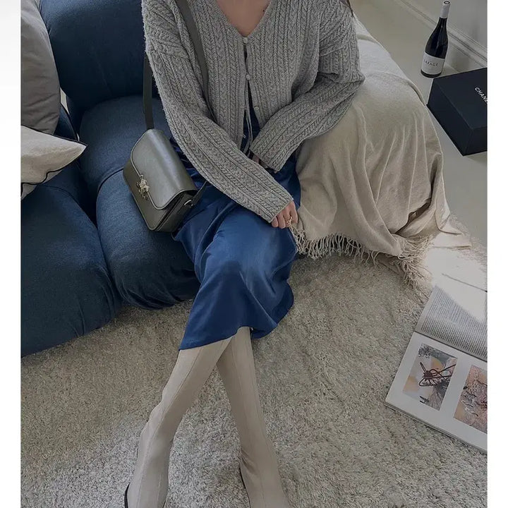[BUNJANG] Amuse Soule Cable Knit Cardigan - Grey / 시착만) 어뮤즈소울 그레이 꽈배기 니트 가디건 7만원에 구매