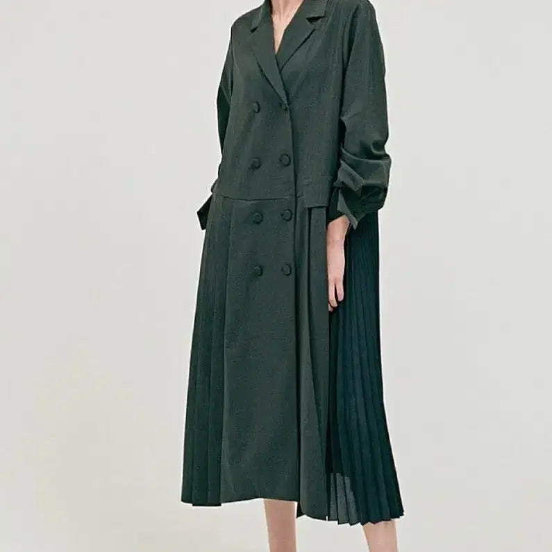 [SOLD OUT] 한섬 타임 더블 버튼 플리츠 원피스 55~66