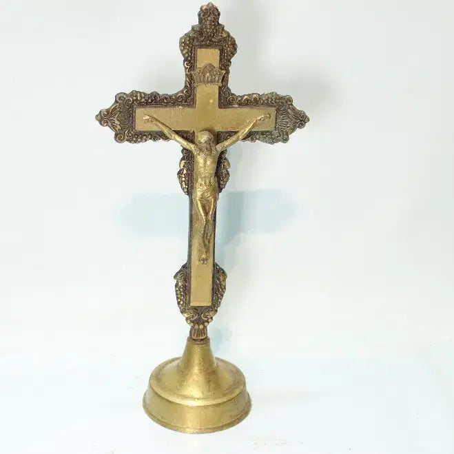 [BUNJANG] Antique French INRI Brass Crucifix (c. 1940s) / 엔틱 프랑스 옛향기의 오브제 INRI 황동 십자가