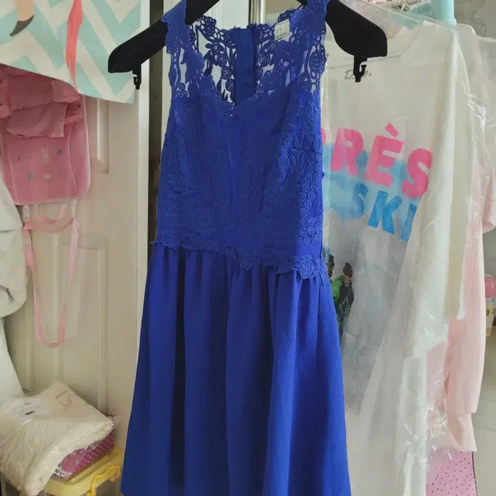 [BUNJANG] Blue Lace Dress / 블루 레이스 원피스  수입
