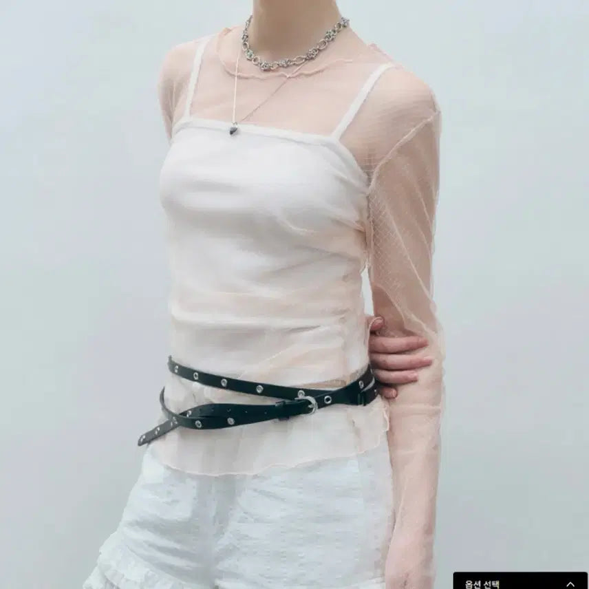 [BUNJANG] MONGDOL See-Through Long Sleeve (Free Size, Peach) / 몽돌(MONGDOL)  시스루 롱 슬리브 (FREE/PEACH)