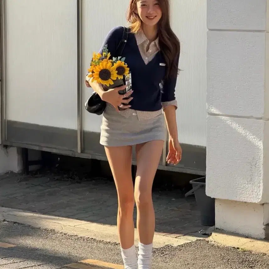 [BUNJANG] Crank PK Micro Skirt - Mélange Gray (M) / 크랭크 피케이 마이크로 스커트_멜란지 그레이 m