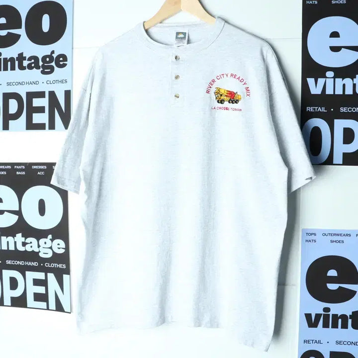 [BUNJANG] Vintage 90s Henleys Half Sleeve T-Shirt (XL-3XL) / (XL-3XL) 브랜드빈티지 반팔 티셔츠 90s 년대 헨리넥-7567