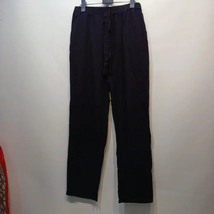 [BUNJANG] Black Cotton Pants with Waist Tie (Size 28-30) / 검정색 허리끈 면바지28~30사이즈여름 65002