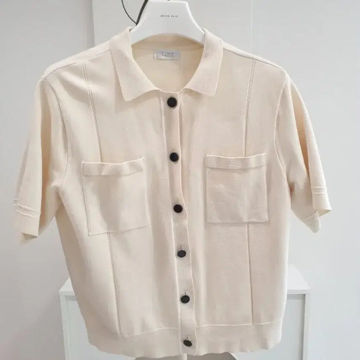 [BUNJANG] TIME Ivory Short Sleeve Knit Cardigan / TIME 타임 아이보리 반팔 니트 가디건