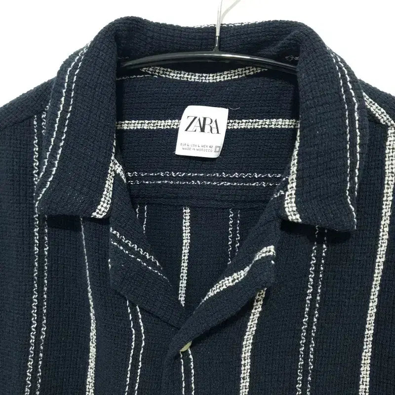 [BUNJANG] Zara Man Striped Short Sleeve Knit Shirt L / 자라 맨 스트라이프 반팔 니트 셔츠 L_S2026