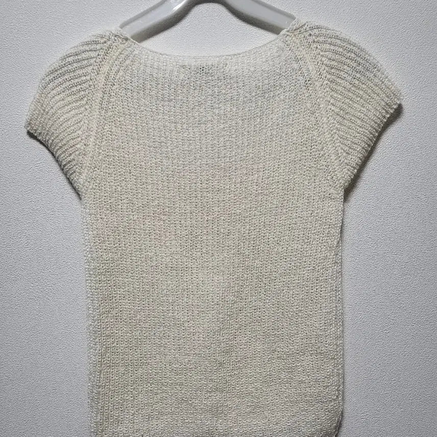 [BUNJANG] Enough Flutter Square Neck Short Sleeve Knit Ivory / 50801/이너프플러터 스퀘어넥 반팔 니트 아이보리
