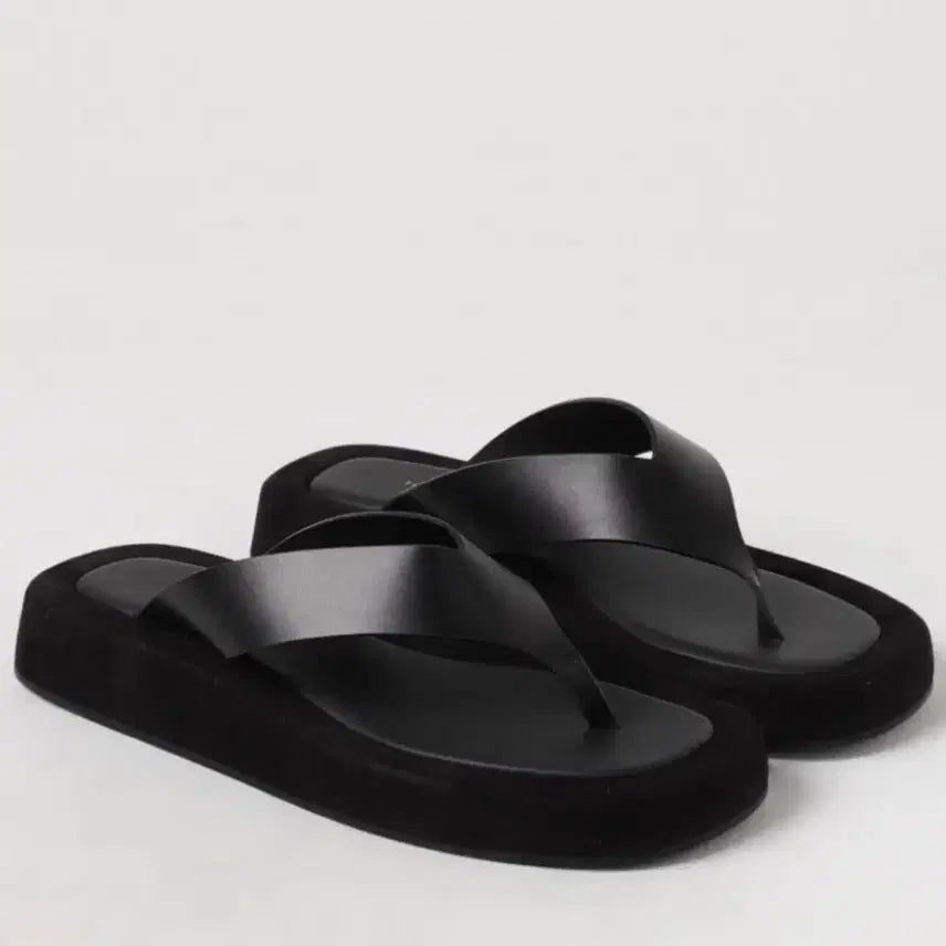 [BUNJANG] The Row Ginza Black Leather Suede Sandals / 더로우 긴자 블랙 가죽 스웨이드 샌들