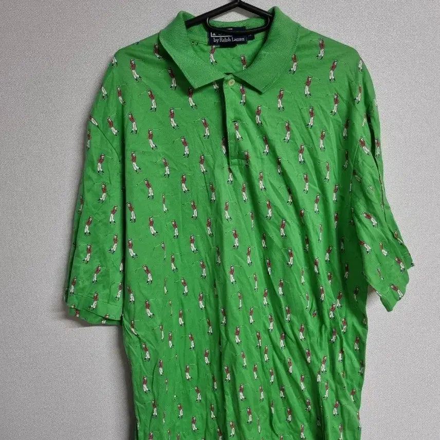 [BUNJANG] Ralph Lauren Green Golf Pattern Short Sleeve Polo Shirt / 랄프로렌 그린 골프 패턴 반팔 폴로티