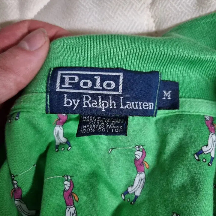 [BUNJANG] Ralph Lauren Green Golf Pattern Short Sleeve Polo Shirt / 랄프로렌 그린 골프 패턴 반팔 폴로티