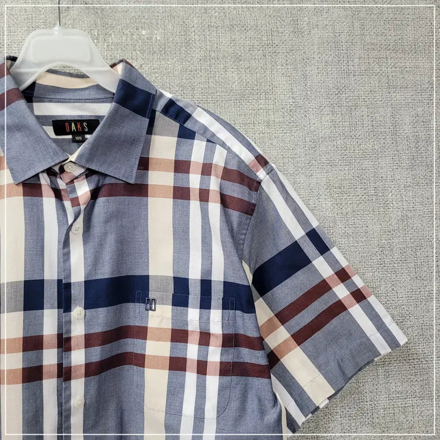[BUNJANG] DAKS Check Pocket Short Sleeve Shirt Men&