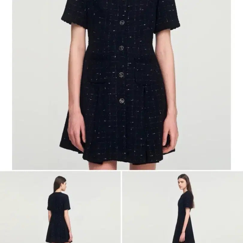 [BUNJANG] Sandro Check Pleated Mini Dress / Sandro 산드로 체크 플리츠 미니 드레스