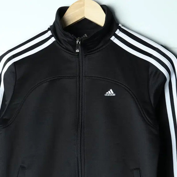[BUNJANG] Adidas Full-Zip Windbreaker Jacket Jersey Black Three Stripes / W(S) 아디다스 집업 바람막이 점퍼자켓 져지 블랙 삼선-7575