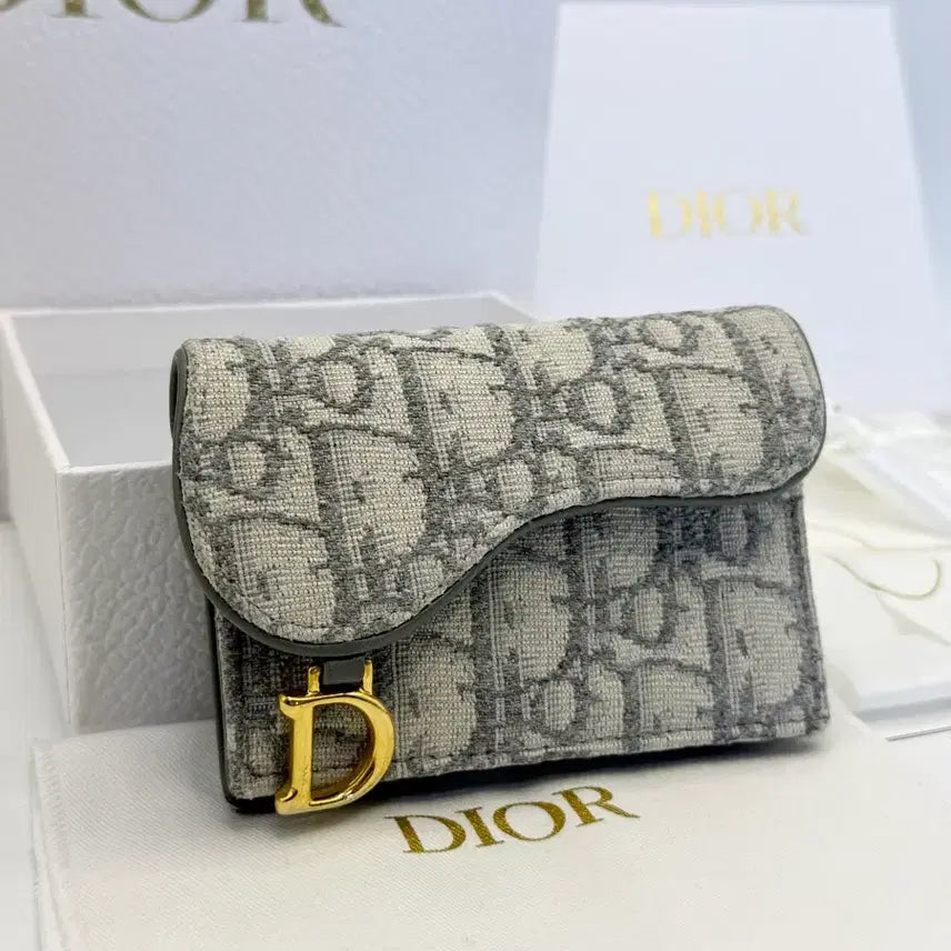 [BUNJANG] Dior Saddle Bloom Oblique Jacquard Card Holder - Grey / [A+급/정품] 디올 새들 블룸 오블리크 자카드 카드지갑