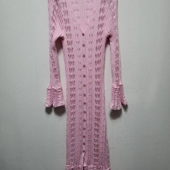 [BUNJANG] Pink Knit Long Cardigan / 50802/ 핑크 니트 롱 가디건/ 별하