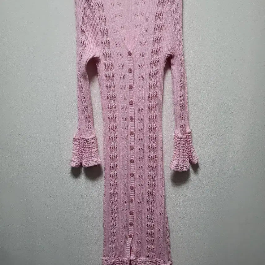 [BUNJANG] Pink Knit Long Cardigan / 50802/ 핑크 니트 롱 가디건/ 별하