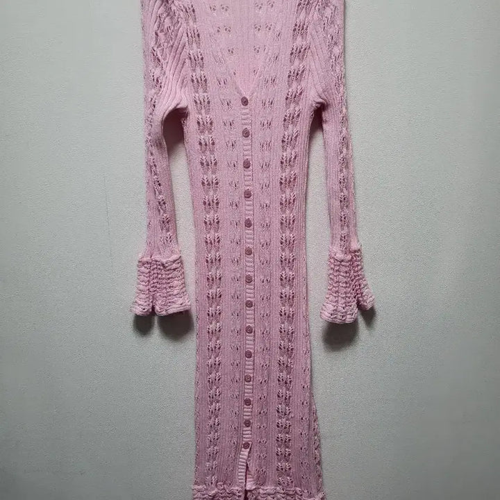 [BUNJANG] Pink Knit Long Cardigan / 50802/ 핑크 니트 롱 가디건/ 별하