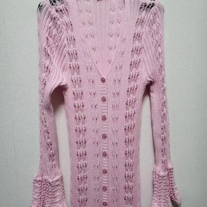 [BUNJANG] Pink Knit Long Cardigan / 50802/ 핑크 니트 롱 가디건/ 별하