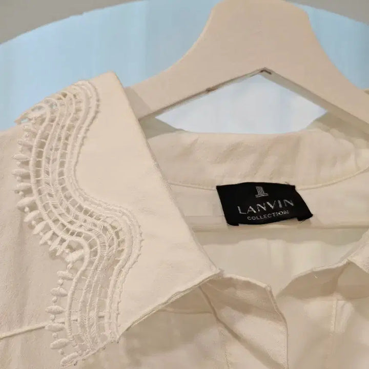 [BUNJANG] Hansem LANVIN White Lace Detail Long Shirt Dress / 한섬 랑방 원피스