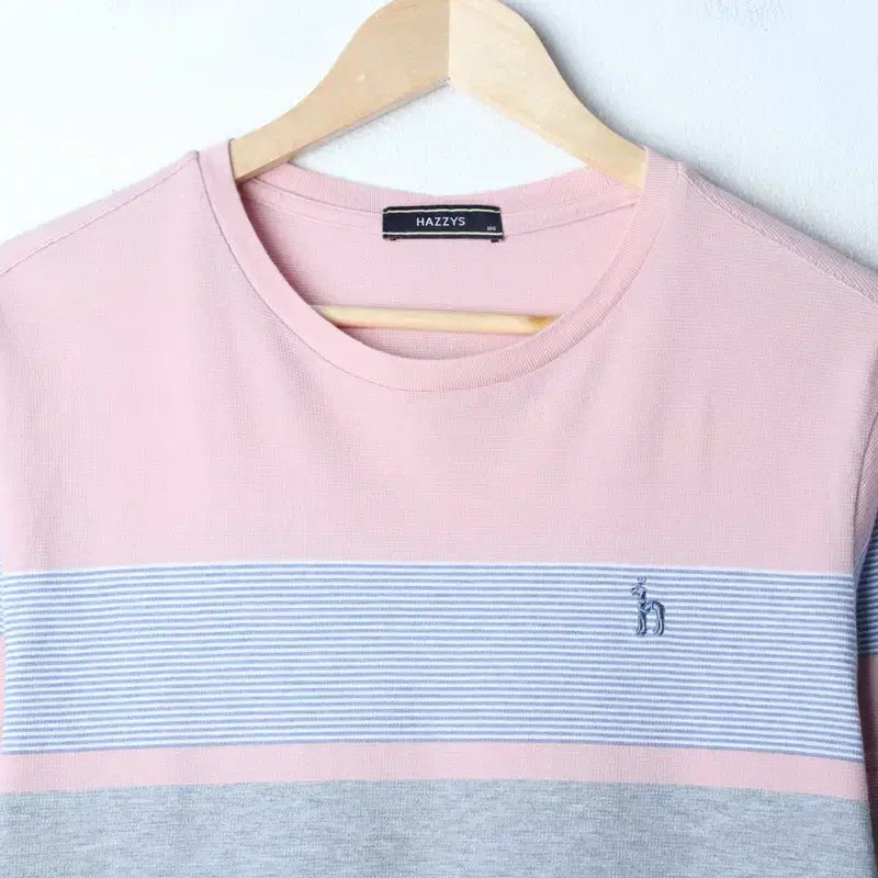 [BUNJANG] Hazzys Striped Color Mix Half-Sleeve T-Shirt / (L-XL) 헤지스 반팔 티셔츠 스트라이프 컬러믹스 올드스쿨-757D