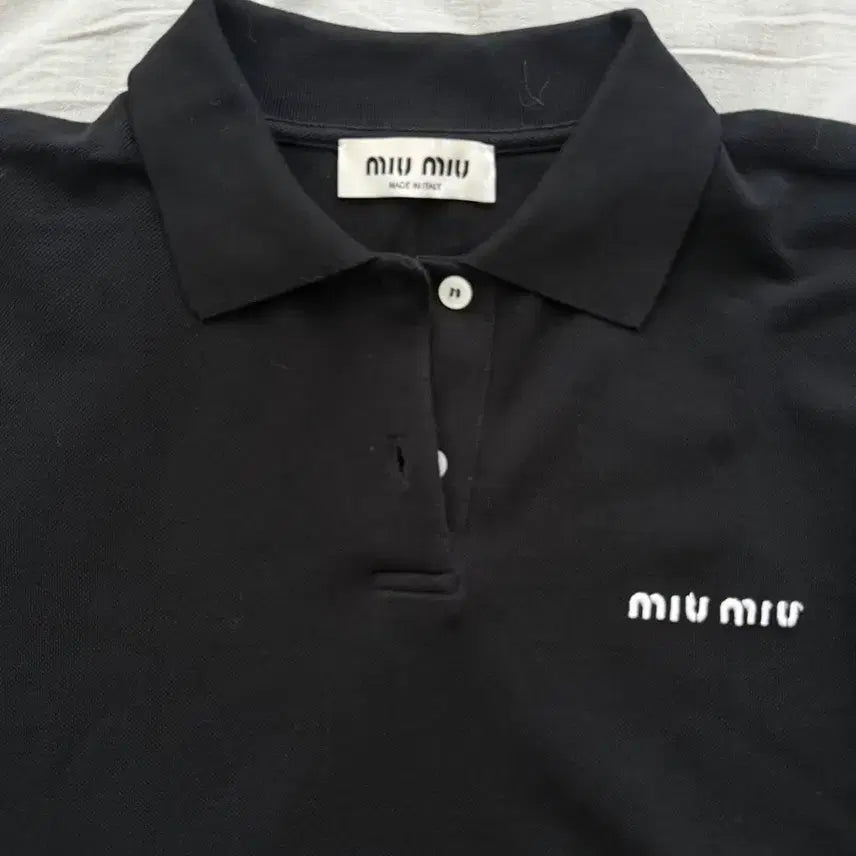 [BUNJANG] Miu Miu Cotton Pique Polo Shirt Black M / 미우미우 코튼 피케 폴로셔츠 블랙 M