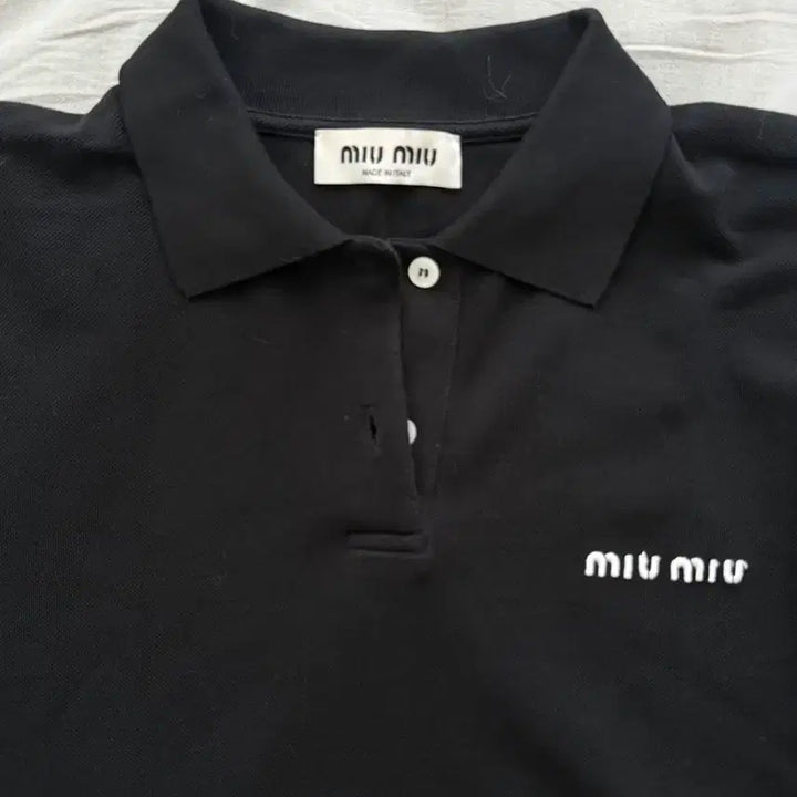 [BUNJANG] Miu Miu Cotton Pique Polo Shirt Black M / 미우미우 코튼 피케 폴로셔츠 블랙 M