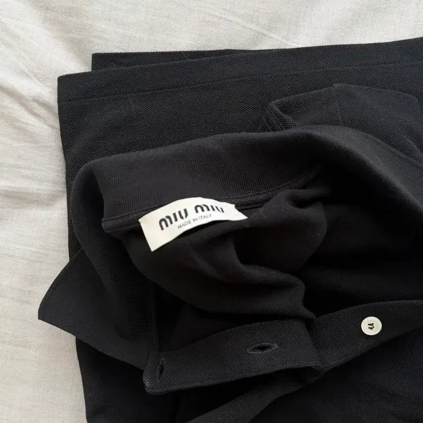 [BUNJANG] Miu Miu Cotton Pique Polo Shirt Black M / 미우미우 코튼 피케 폴로셔츠 블랙 M