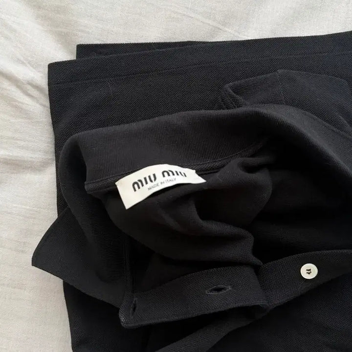 [BUNJANG] Miu Miu Cotton Pique Polo Shirt Black M / 미우미우 코튼 피케 폴로셔츠 블랙 M