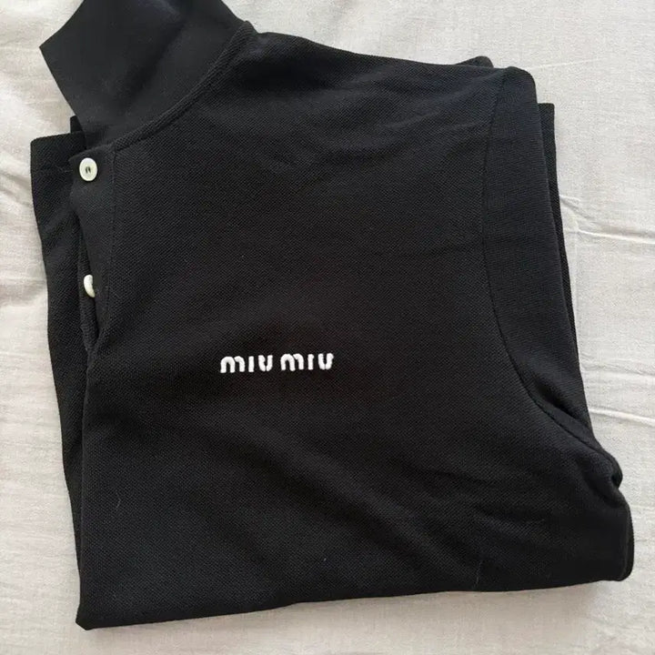 [BUNJANG] Miu Miu Cotton Pique Polo Shirt Black M / 미우미우 코튼 피케 폴로셔츠 블랙 M
