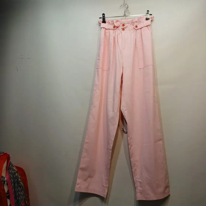 [BUNJANG] Pink High-Waisted Wide-Leg Pants / 핑크색 하이웨스트 와이드 팬츠24~28사이즈 여름   65003