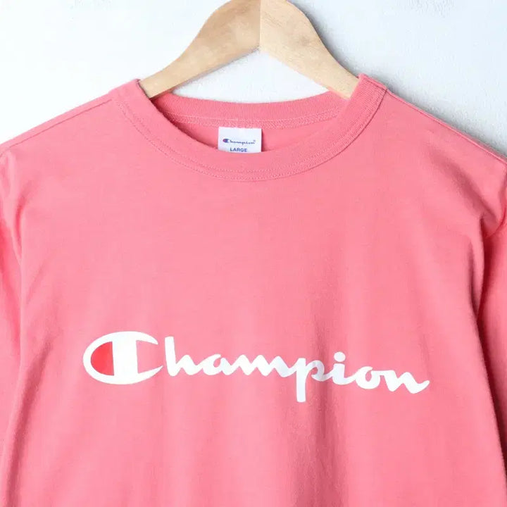 [BUNJANG] Champion Big Logo Short Sleeve T-Shirt Pink / (L) 챔피온 반팔 티셔츠 빅로고 핑크 올드스쿨-757F
