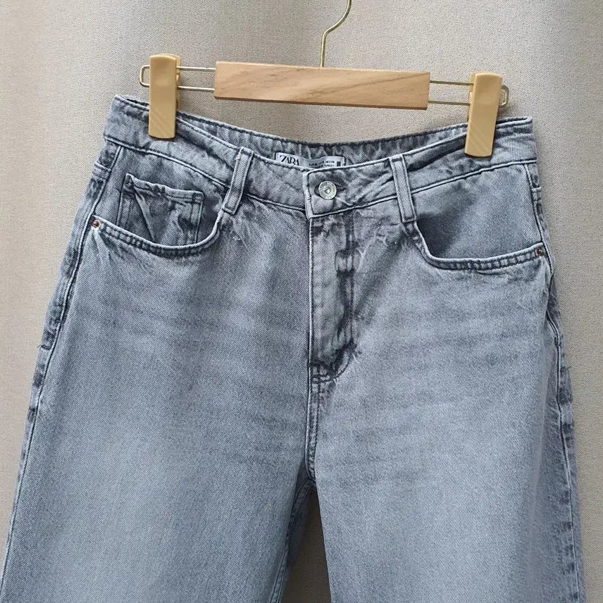 [BUNJANG] Zara Grey Wide Leg Denim Jeans / 자라 와이드 데님 청바지