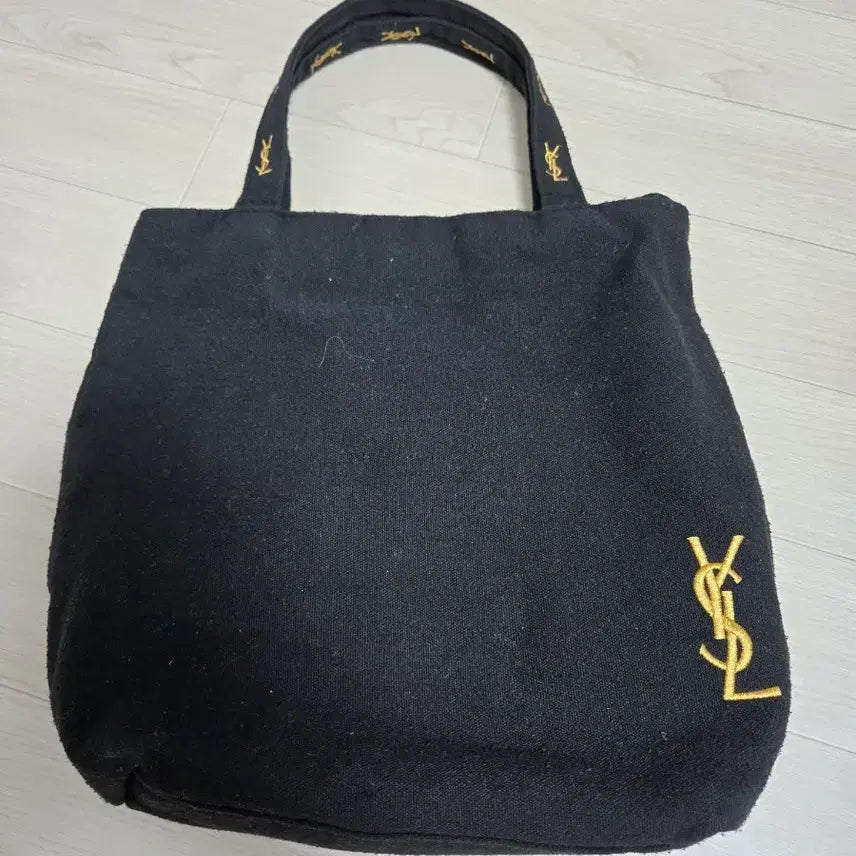 [BUNJANG] Yves Saint Laurent Black Embroidered Logo Tote Bag / 입생로랑 블랙 토트백 YSL 자수 로고