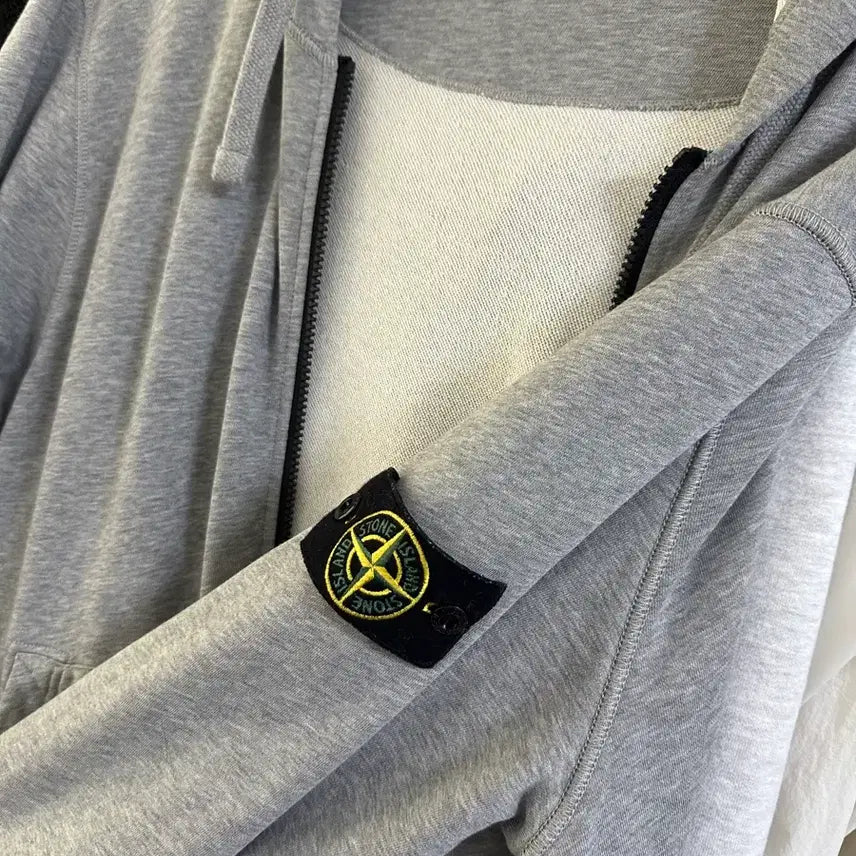 [BUNJANG] Stone Island Full Zip Hoodie Melange Grey XL / 스톤아일랜드 풀집업 후드 멜란지 그레이 XL