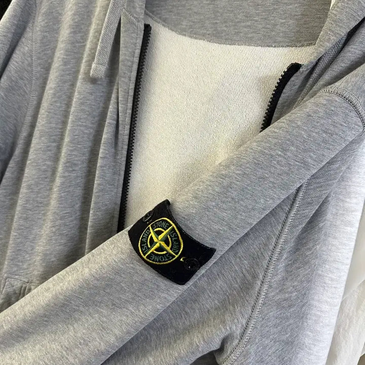 [BUNJANG] Stone Island Full Zip Hoodie Melange Grey XL / 스톤아일랜드 풀집업 후드 멜란지 그레이 XL