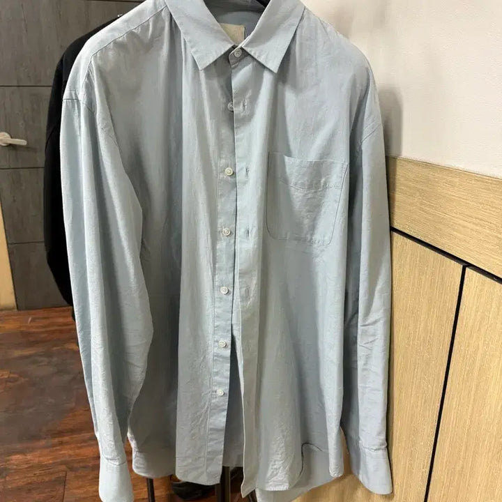 [BUNJANG] YOKOSAKAMOTO Blue Striped Regular Collar Shirt / [2] 요코사카모토 블루 셔츠