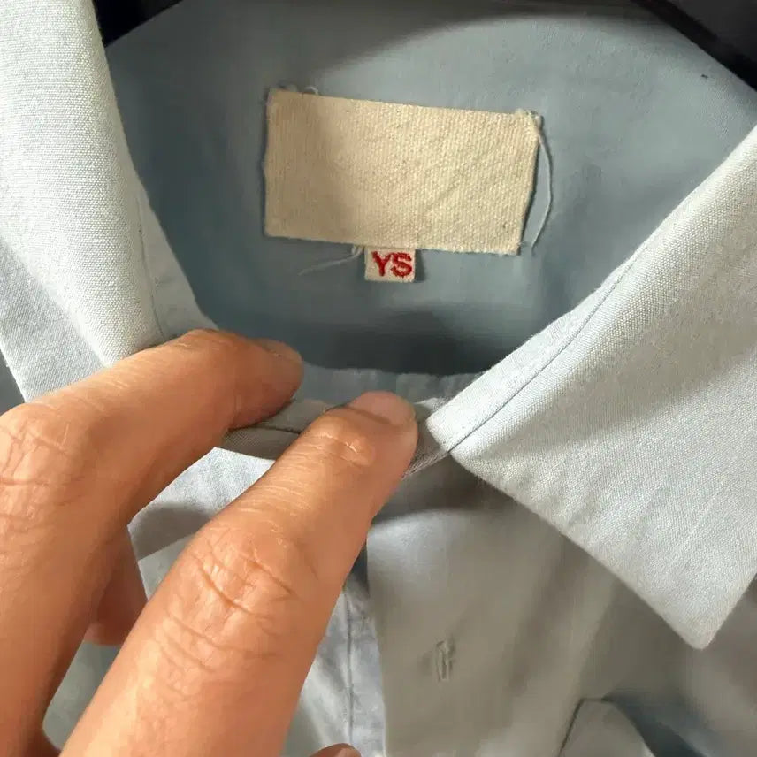 [BUNJANG] YOKOSAKAMOTO Blue Striped Regular Collar Shirt / [2] 요코사카모토 블루 셔츠