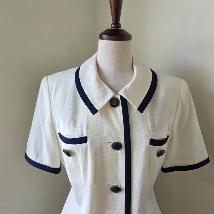 [BUNJANG] Colorblock Linen Short Sleeve Jacket / 배색 린넨 반팔 자켓