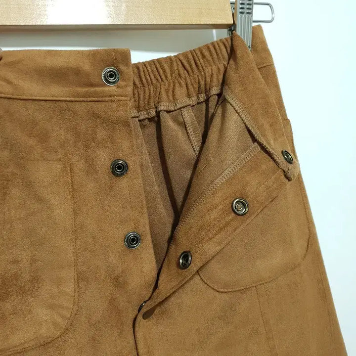 [BUNJANG] Suede Button Pocket Skirt / 스웨이드 버튼 포켓 스커트 F