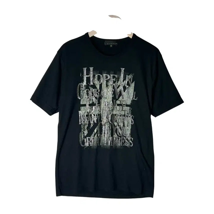[BUNJANG] SPINASH Punk Lettering Short Sleeve T-Shirt Black / [SPINASH] 스피나쉬 펑크 레터링 반팔티셔츠