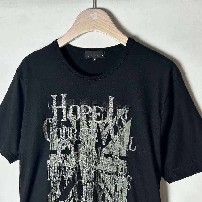 [BUNJANG] SPINASH Punk Lettering Short Sleeve T-Shirt Black / [SPINASH] 스피나쉬 펑크 레터링 반팔티셔츠