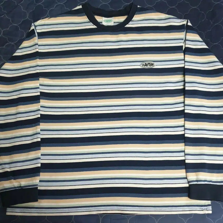 [BUNJANG] Hafiz Stripe Silicone Logo Long Sleeve (M) / 해비즘 스트라이프 실리콘 로고 롱슬리브 (M)