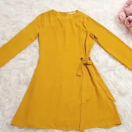 [BUNJANG] Mint &amp; Berry Mustard Yellow Long Sleeve Dress - Size S / 머스타드 옐로우 Mint &amp; Berry 원피스, S 사이즈