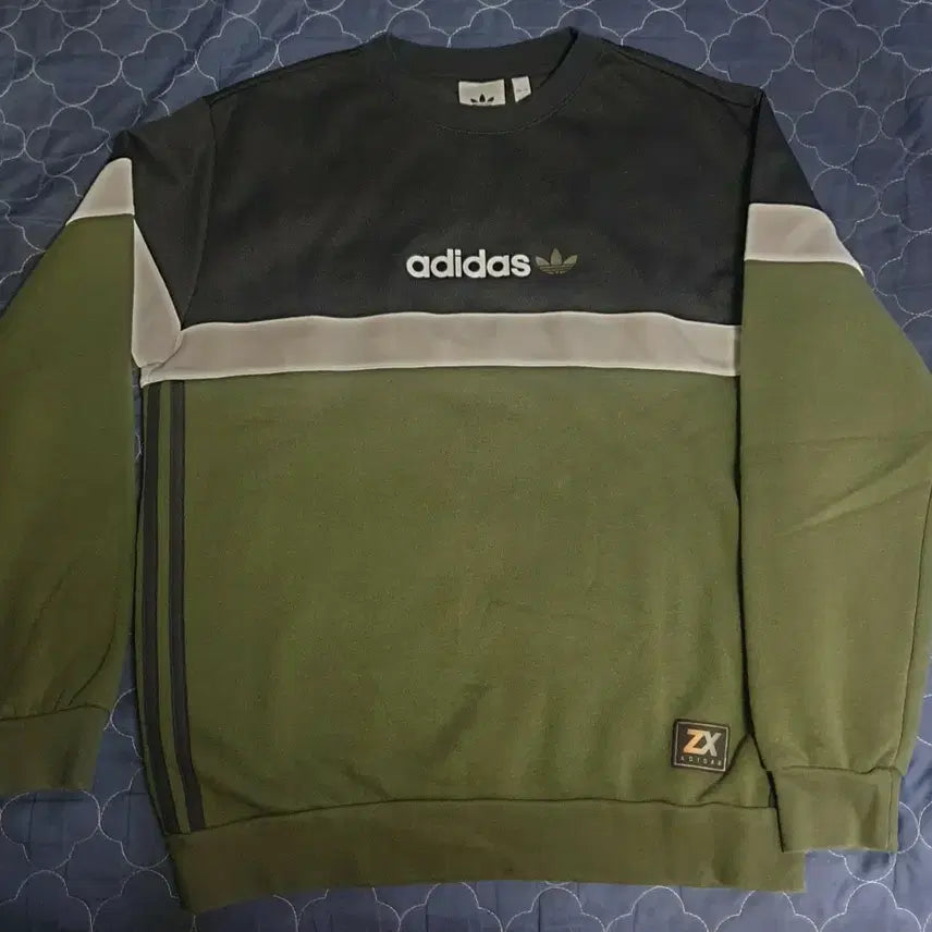 [BUNJANG] Adidas Firebird ZX Fleece Sweatshirt Khaki (L) / 아디다스 파이어버드 사이드 3선 배색 ZX 플리스 맨투맨 카키 (L)