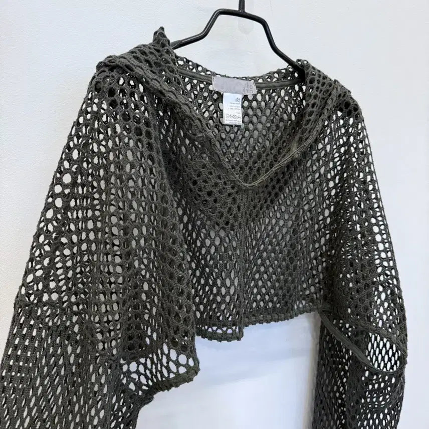 [BUNJANG] Theilma Net Hooded Cropped Top / 더일마 그믈 후드 크롭탑