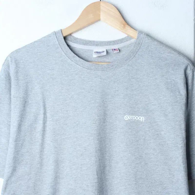 [BUNJANG] Outdoor Half Sleeve T-Shirt (M-L) with Back Logo, Grey, Old School / (M-L) 아웃도어 반팔 티셔츠 백로고 그레이 올드스쿨-7584