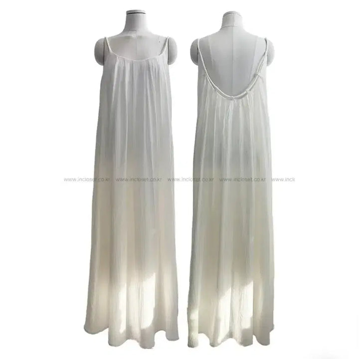 [BUNJANG] Ivory Linen Strap Sleeveless Long Dress / 아이보리 린넨 스트랩 나시 롱원피스